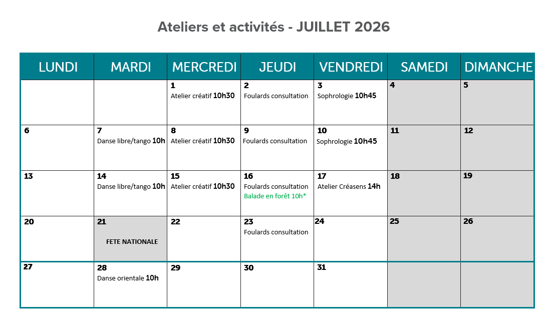 activités ira 2 espace bien-être ateliers